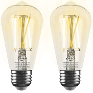 Geeni LUX Edison ST19 Edison WiFi LED Smart Bulb, 2700K – 6500K 8W, E26 Base, Dimmable, Tunable White Light, Compatible with Amazon Alexa & Google Home – No Hub Required- 2 Pack