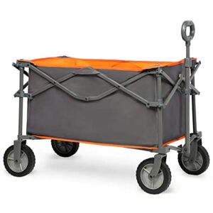 PORTAL Folding Wagon Cart Extra Deep Collapsible Utility Wagon with Wheels Foldable Compact Outdoor Garden Cart, for Camping, Travel, Shopping, Fishing, Up to 225lbs