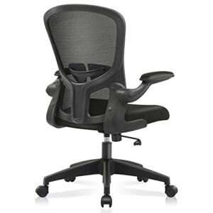 Office Chair, FelixKing Ergonomic Desk Chair with Adjustable Height, Swivel Computer Mesh Chair with Lumbar Support and Flip-up Arms, Backrest with Breathable Mesh (Black)