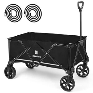 Navatiee Collapsible Folding Wagon, Wagon Cart Heavy Duty Foldable with Removable Wheels, Utility Grocery Wagon for Camping Shopping Sports, S2