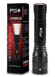PeakPlus High Powered LED Flashlight LFX2000, Brightest High Lumen Light with 5 Modes, Zoomable and Water Resistant, Best Flashlights for Camping, Dog Walking and Emergency