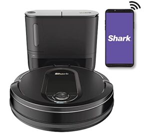 Shark IQ Wi-Fi Robot Vacuum w/ Self-Empty Base & Self-Cleaning Brushroll QR1000 (Renewed) (Black)