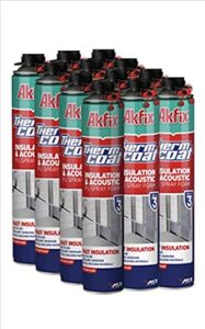 Akfix Thermcoat Spray Foam Insulation – Insulation Foam Spray, Polyurethane Spray Foam, Heat Insulation Spray, Acoustic Spray, Self Expanding Foam, Foam Insulation Can,Gun/Cleaner NOT INCLUDED 12 Pack