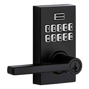 Kwikset 99170-004 SmartCode 917 Keypad Keyless Entry Contemporary Residential Electronic Lever Lock Deadbolt Alternative with Halifax Door Handle and SmartKey Security, Matte Black