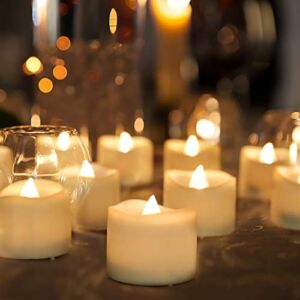 Homemory 48-Pack Battery Tea Lights Bulk, Long-Lasting Tea Lights Battery Operated, Flameless Flickering Romantic Wedding Candles for Wedding Proposal Anniversary Holiday Decor, Dia 1-2/5”, H 1-1/4”