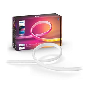 Philips Hue Bluetooth Gradient Ambiance Smart Lightstrip 2m/6ft Base Kit with Plug, (Muticolor Strip, Works with Apple Homekit and Google Home), White,570556