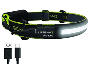 Liteband PRO 1000 Series Wide-Beam Adjustable Personal Headlamp , 210° Illumination, Battery-Powered, Fits Hard Hats and Helmets, LBP1000-L34CF, 1000 Lumens, Carbon Fiber
