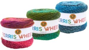 Lion Brand Yarn – Ferris Wheel – 3 Pack with Pattern (Evergreen, Full Moon, Pink Marmalade)