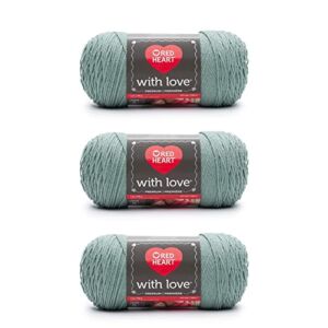 Red Heart with Love Sage Yarn – 3 Pack of 198g/7oz – Acrylic – 4 Medium (Worsted) – 370 Yards – Knitting/Crochet