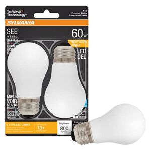 SYLVANIA LED TruWave Natural Series Ceiling Fan / Fixture Light Bulb, 60W A15 Soft White Medium Base, Dimmable, Frosted – 2 Pack