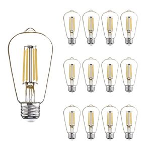 12 Pack LED Edison Bulbs 40W Equivalent,4 Watt LED Filament Bulb,4000K Cool White ST19 Light Bulb,450LM E26 Vintage LED Bulbs for Ceiling Light Fixtures