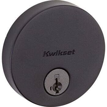 Kwikset 258 Uptown Door Deadbolt, Round Contemporary Low Profile Keyed One Side Low Profile Deadbolt featuring SmartKey Security in Matte Black | The Storepaperoomates Retail Market - Fast Affordable Shopping