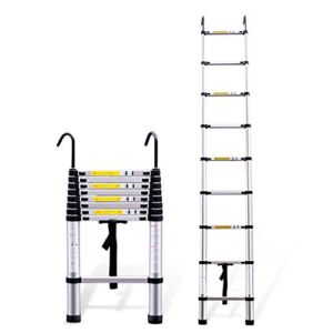 Lightweight Foldable Portable Ladders Upgrade Aluminum Telescoping Ladder with Detachable Hook Multi-Purpose Extension Ladder for Industrial Household Daily or Emergency Use Max Load 150Kg/330Lb ( Col
