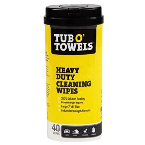 Tub O’ Towels TW40 Heavy-Duty 7″ x 8″ Size Multi-Surface Cleaning Wipes, 40 Count Per Canister, White