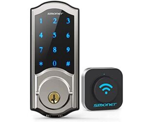 Smart WiFi Lock,SMONET Bluetooth Smart Lock Electronic Digital Smart Deadbolt,Keyless Entry Door Lock with Keypads,Gateway Hub Included, Work with Alexa,APP,Code for Home Apartment Front Door,Silver