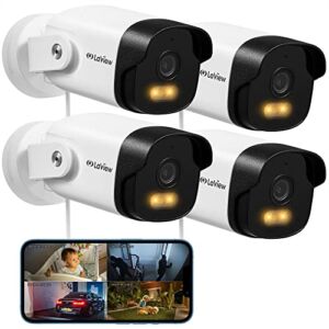 LaView Security Camera Outdoor with Color Night Vision,3MP Wired Cameras for Home Security,IP65 Waterproof Camera, 24/7 Live Video,2 Way Audio,Cloud Storage/SD Slot,Compatible with Alexa(4pcs)