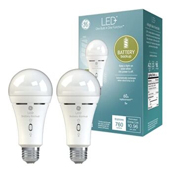 GE LED+ Battery Backup Light Bulb, Emergency Light Bulb for Power Outages, Flashlight Bulb, A21 Light Bulb (2 Pack) | The Storepaperoomates Retail Market - Fast Affordable Shopping