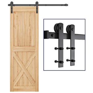 SMARTSTANDARD 5ft Heavy Duty Sturdy Sliding Barn Door Hardware Kit -Smoothly and Quietly -Easy to Install -Includes Step-by-Step Installation Instruction Fit 30″ Wide Door Panel (I Shape Hanger)