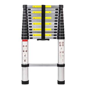 NEOCHY Lightweight Foldable Portable 20FT Aluminum Anti-Crack and Anti-Drop Telescoping Ladder with One-Button Retraction System Telescopic Extension Ladder Multi-Position (Size : 20ft)