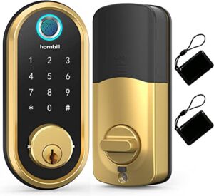 Smart Lock Deadbolt, Hornbill Fingerprint Door Lock with Keypad, Bluetooth Electronic Keyless Entry Front Door Lock, Free APP Control, Auto Lock, Code, IC Card, Digital Lock for Home Office Hotel