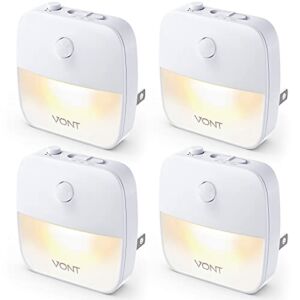 Vont Motion Sensor Night Light, [4 Pack] Plug in Dusk Till Dawn Motion Sensor Lights, LED Nightlight with High & Low Modes, Compact, Customizable for Bedroom, Bathroom, Kitchen, Hallway, Stairs