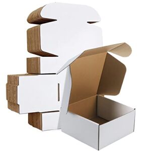 HORLIMER 8x8x4 inches Shipping Boxes Set of 25, White Corrugated Cardboard Box Literature Mailer