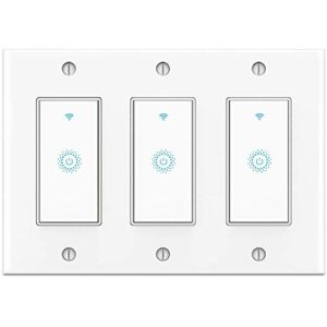 Smart Switch 3 Gang (Not 3 Way Switch), Smart WIFI Light Switch Work With Alexa Google Home and IFTTT, Voice and Remote Control, No Hub Required, Single-Pole Only