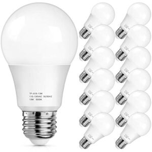 A19 LED Light Bulbs 1500 Lumens, 100-125 Watt Equivalent LED Bulbs, 5000K Daylight White 13-Watt, Standard E26 Medium Screw Base, Non-Dimmable, No Flicker, Pack of 12