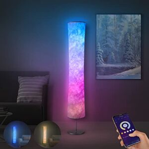 Torchlet Floor Lamp, RGB Color Changing Led Lamp, Smart Lamp Alexa APP Control, Modern Floor Lamp with DIY Mode, Music Sync and White Fabric Shade, Standing Lamp for Living Room Bedroom Game Room