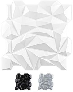 Art3d PVC 3D Diamond Wall Panel Jagged Matching-Matt White, for Residential and Commercial Interior Decor