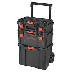 beyond by BLACK+DECKER BLACK+DECKER BDST60500APB Stackable Storage System – 3 Piece Set (Small Toolbox, Deep Toolbox, and Rolling Tote)
