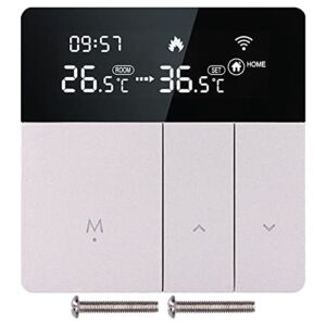 Zerodis Smart Thermostat, 86 Type Concealed WiFi APP Voice Control Temperature Controller Silver Electric Heating Programmable Temperature Controller 95‑240V for Home Hotel