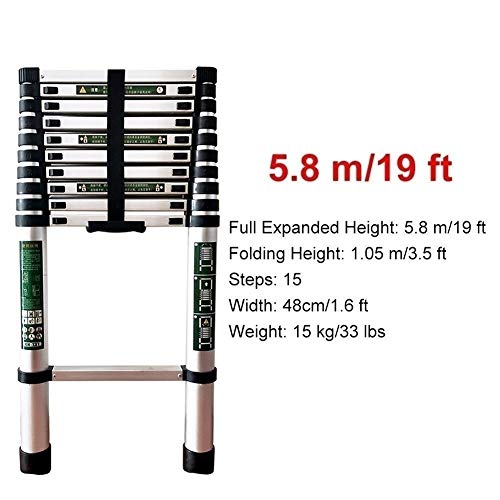 NEOCHY Lightweight Foldable Portable 7/10/15/19/20 Ft Tall Telescoping Ladder – Aluminum Heavy Duty Professional Ladders for Office Home Loft Attic Load 150 Kg (Size : 5.8m/19ft) | The Storepaperoomates Retail Market - Fast Affordable Shopping