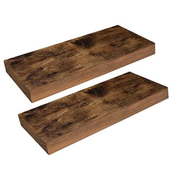 HOOBRO Floating Shelves, Wall Shelf Set of 2, 15.7 inch Hanging Shelf with Invisible Brackets, for Bathroom, Bedroom, Toilet, Kitchen, Office, Living Room Decor, Rustic Brown BF40BJ01 | The Storepaperoomates Retail Market - Fast Affordable Shopping