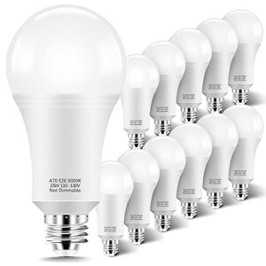 150-200W Equivalent 23W E26 LED Bulb, A21 LED Super Bright Light Bulb, 2500 Lumens, Daylight White 5000K for Your Home, Office, Store, Garage, Warehouse, Garden 12-Pack