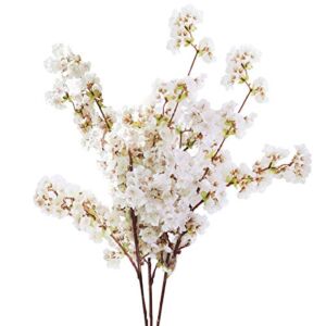 Sunm boutique Silk Cherry Blossom Branches, Artificial Cherry Blossom Tree Stems Faux Cherry Flowers Vase Arrangements for Wedding Home Decor, Set of 3