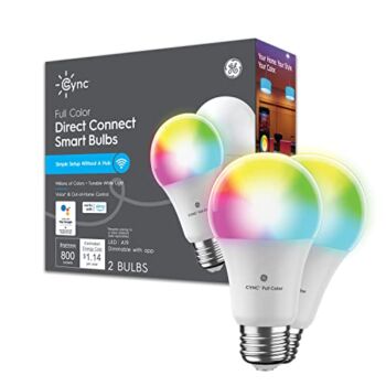 GE CYNC Smart LED Light Bulbs, Color Changing Lights, Bluetooth and Wi-Fi Lights, Works with Alexa and Google Home, A19 Light Bulbs, 2 count (Pack of 1) | The Storepaperoomates Retail Market - Fast Affordable Shopping
