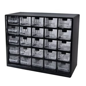Buyongwant Plastic Parts Storage Hardware and Craft Cabinet, 25 Drawer Type Component Box （Black）
