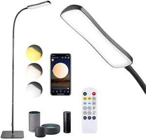 Smart LED Floor Lamp, GMK Standing Lamp Compatible with Alexa Google Home, App Remote Control 10-100% Brightness Reading Lamp Stepless Dimmer Adjustable 2700-6500K for Bedroom Living Room Office