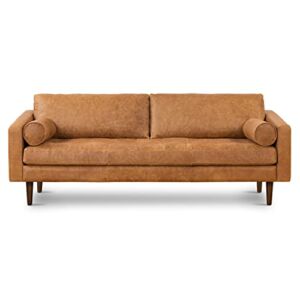 POLY & BARK Napa Sofa in Full-Grain Pure-Aniline Italian Leather, Cognac Tan