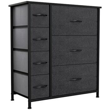 YITAHOME 7 Drawers Dresser- Fabric Storage Tower, Organizer Unit for Bedroom, Living Room, Hallway, Closets& Nursery- Sturdy Steel Frame, Wooden Top& Easy Pull Fabric Bins (Black/Grey) | The Storepaperoomates Retail Market - Fast Affordable Shopping