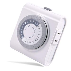Philips 24-Hour Indoor Plug-in Mechanical Timer, 2 Polarized Outlets, 30-Minute Intervals, Push Pins, Daily Cycle, Override, Ideal for Lamps, Seasonal Lighting, Small Appliances, LED, SPC1237AT/27