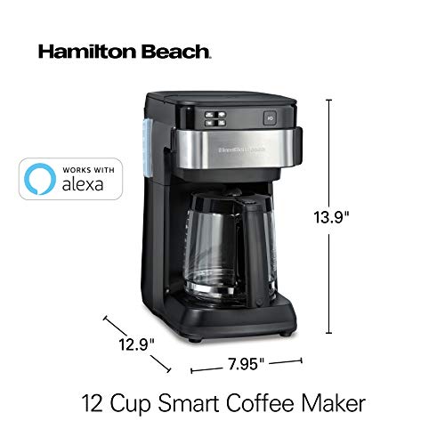 Hamilton Beach Works with Alexa Smart Coffee Maker, Programmable, 12 Cup Capacity, Black and Stainless Steel (49350) – A Certified for Humans Device | The Storepaperoomates Retail Market - Fast Affordable Shopping