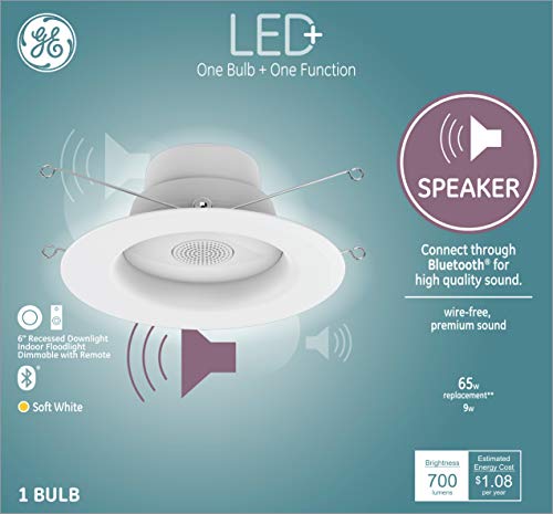 GE LED+ Speaker Recessed Downlight Fixture, 6-Inches, Soft White, Bluetooth Speaker, Remote Included (1 Pack) | The Storepaperoomates Retail Market - Fast Affordable Shopping