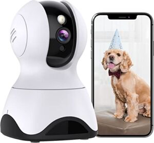 Pet Camera, Indoor Camera with 2-Way Talk Remote Live View, 2.4GHz WiFi Dog Camera, 1080P Night Vision, Motion/Sound Detection, Works with Alexa for Home Baby Puppy Elder Surveillance Camera Monitor