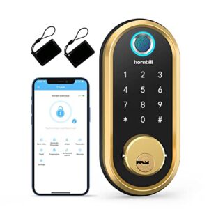 Smart Deadbolt, Fingerprint Door Lock with Touch Screen Keypads, Bluetooth Electronic Keyless Entry Door Lock, Featuring Auto Lock, Free APP, Compatible with Alexa Google Assistant for Home Apartment