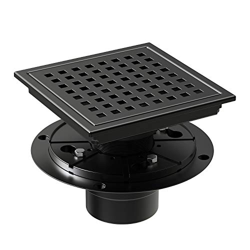 WEBANG 6 Inch Square Shower Floor Drain with Flange,Quadrato Pattern Grate Removable,Food-Grade SUS 304 Stainless Steel,Watermark&CUPC Certified,Matte Black | The Storepaperoomates Retail Market - Fast Affordable Shopping