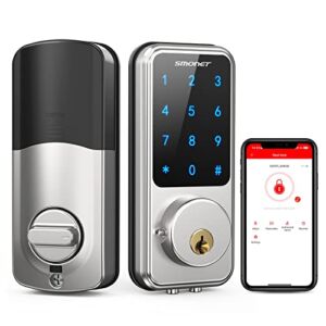 Smart Lock,SMONET Keyless Entry Door Lock,Remote Lock/Unlock for Home Security,Easy Install,Voice Control,Touchscreen Keypad Deadbolt ,Code Bluetooth Electric Deadbolt for Hotel,Office