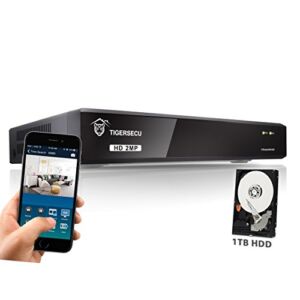 TIGERSECU Super HD 1080P 8-Channel Hybrid 4-in-1 DVR Security Recorder with 1TB Hard Drive, for 2MP TVI/AHD/CVI/Analog Cameras (Cameras Not Included)