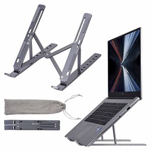 Laptop Stand for Desk, Arae Adjustable Ergonomic Portable Aluminum Laptop Holder, Foldable Computer Stand 7 Angles Anti-Slip Laptop Riser Compatible with 9-15.6 inch Laptops, Gray